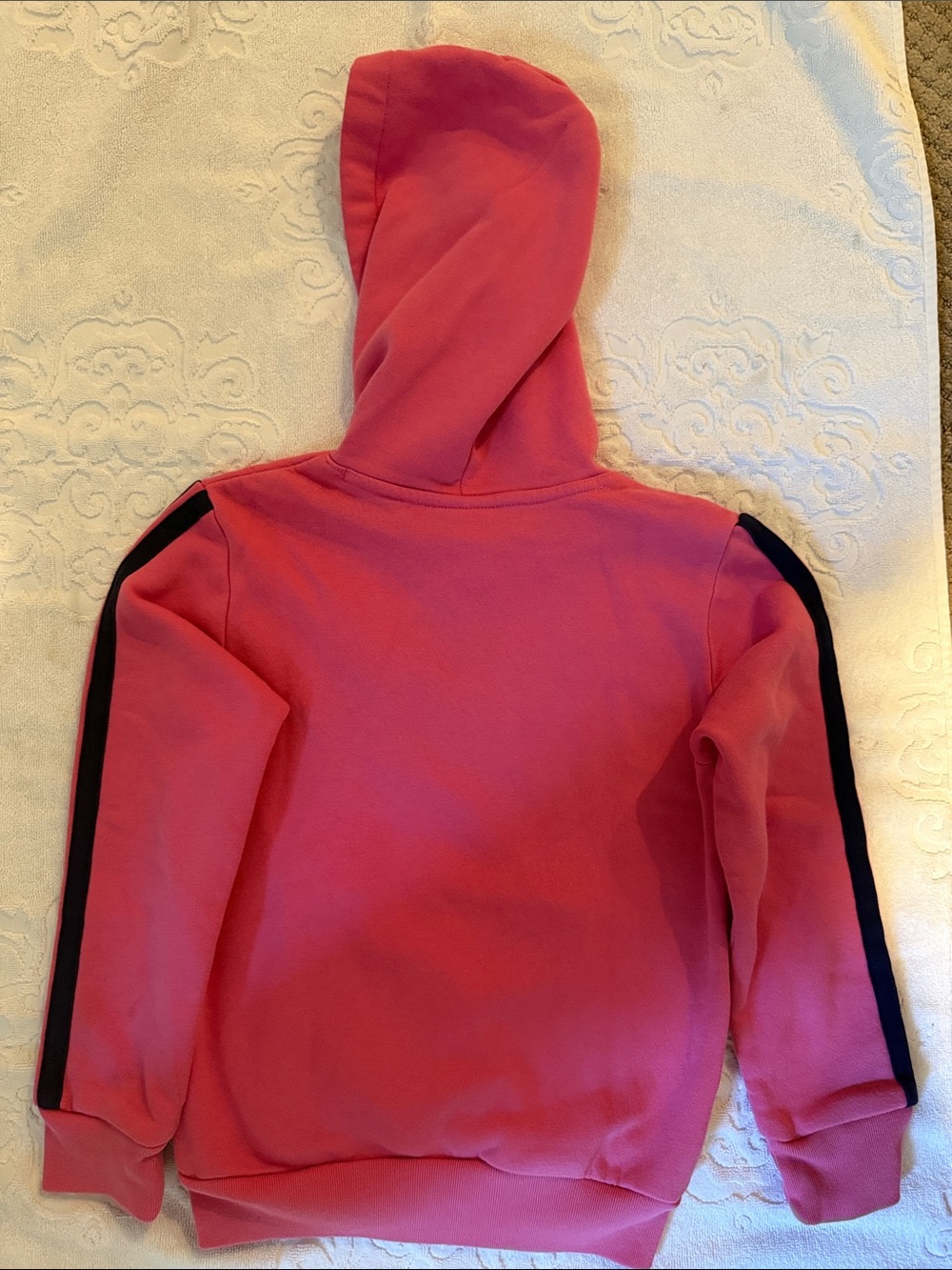 adidas Pink Kids Hoodie & Joggers with Black Stripes Girls Size 7 - Picture 2 of 4